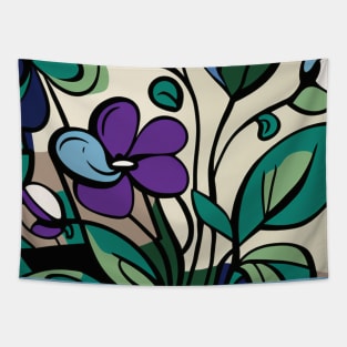 Beautiful flower with purple and green stained glass look. Tapestry