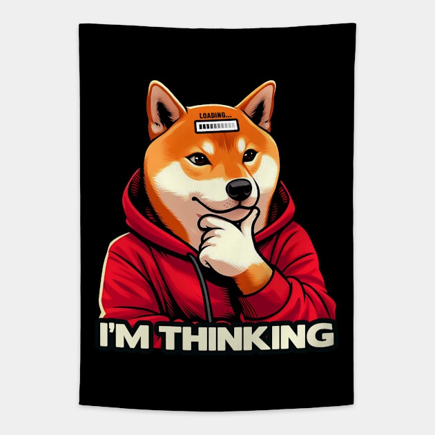 I'm Thinking meme Shiba Inu Dog Tapestry by Plushism