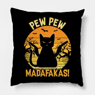 Pew Pew Madafakas Cat Crazy Halloween Pillow