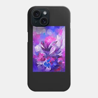 BEAUTIFUL SURREAL PINK, BLUE  AND BLACK FLORAL PRINT Phone Case