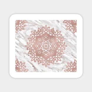 Rose gold mandala on taupe marble Magnet