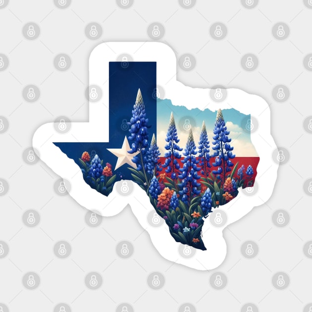 Texas Wildflowers - Texas Flag Floral Magnet by JessArty