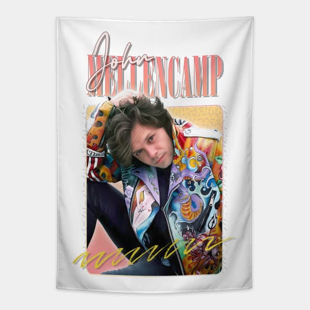 John J. Mellencamp /Retro 80s Fan Art Design Tapestry by DankFutura