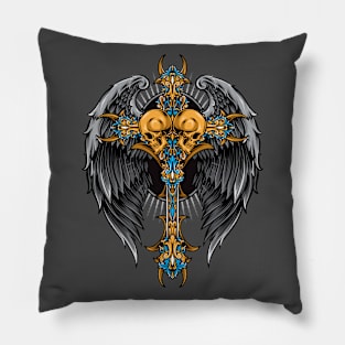 Skull Cross Wings Pillow