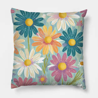 Simple Retro Daisies Pillow