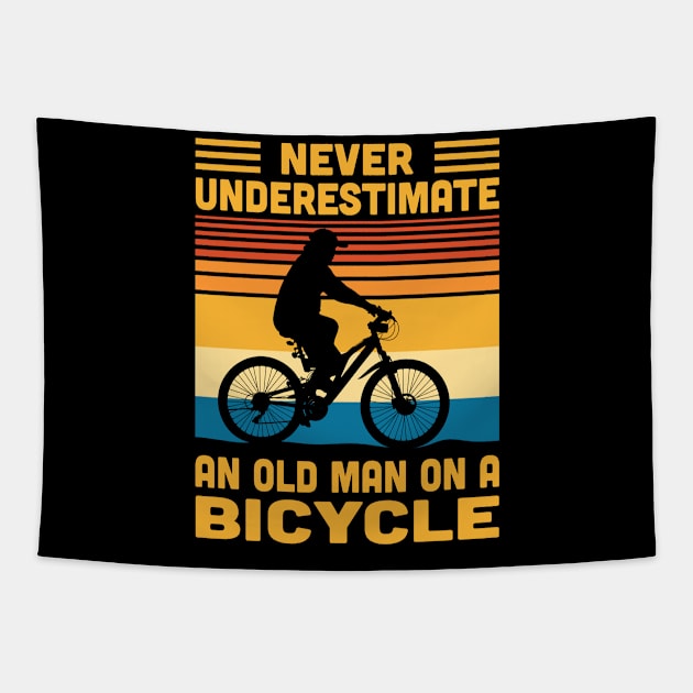 Never Underestimate An Old Man On A Bicycle Tapestry by Vcormier