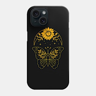 celestial butterfly with sunflower and crescent moon Phone Case