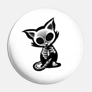 Skeleton cat Pin