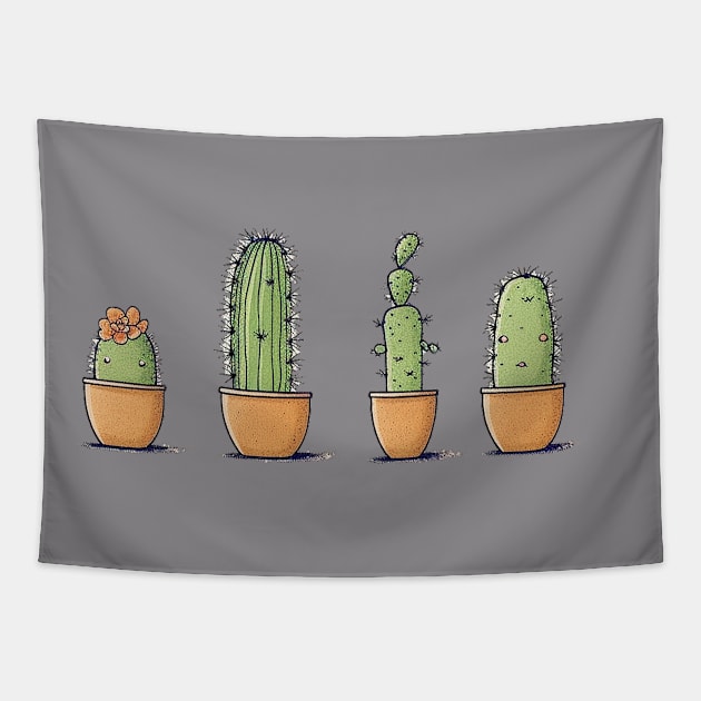 Cactus Line Up Tapestry by MasterConix