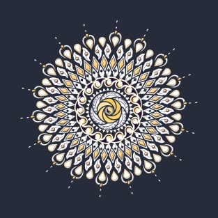 Gold and White Lens Mandala T-Shirt