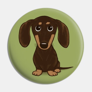 Cute Chocolate Dachshund | Cartoon Wiener Dog Pin