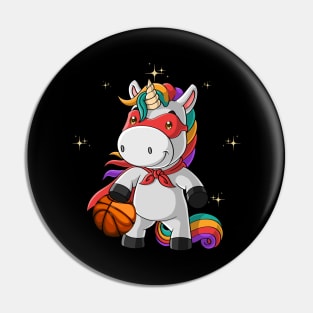 Basketball Unicorn, Unicorn Playing Basketball Sport Pin