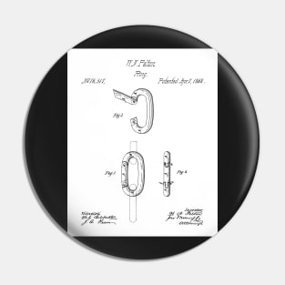 Carabiner Ring Patent - Rock Climber Mountain Climbing Art - White Pin