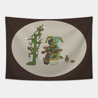 Mayan cacao god Tapestry