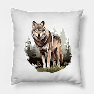 Watercolor Wolf Pillow