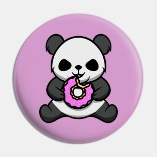 Cute Panda Eating Donut Pin