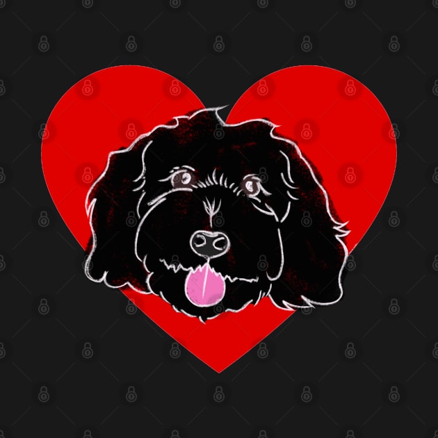 Cute Black Poodle In Red Heart by ROLLIE MC SCROLLIE