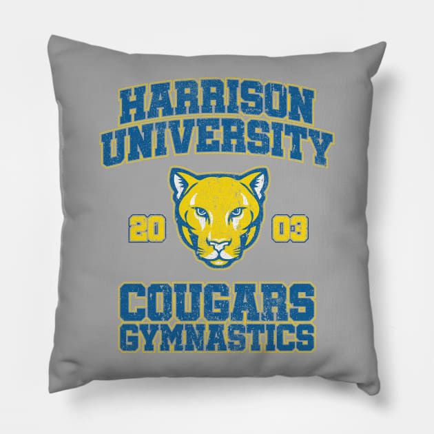 Harrison University Cougars Gymnastics - Old School Pillow by huckblade