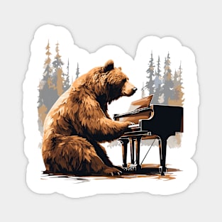 Grizzly Bear playing piano Magnet