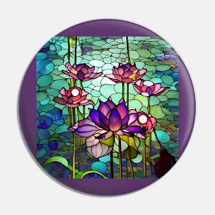 Stained Glass Lotus Flowers Pin