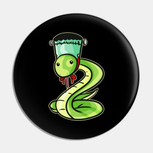 A Snake wears a Frankenstein Costume on Halloween Pin