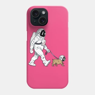 Walking the Dog Astronaut - color Phone Case