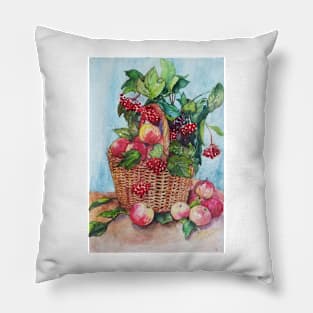 Basket full of apples and berries Pillow