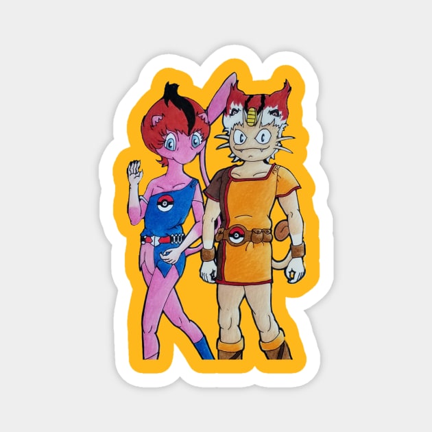 Mewkit and Meowthkat Magnet by F5D