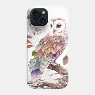 Watercolor Owl in Nature, Floral Design Phone Case