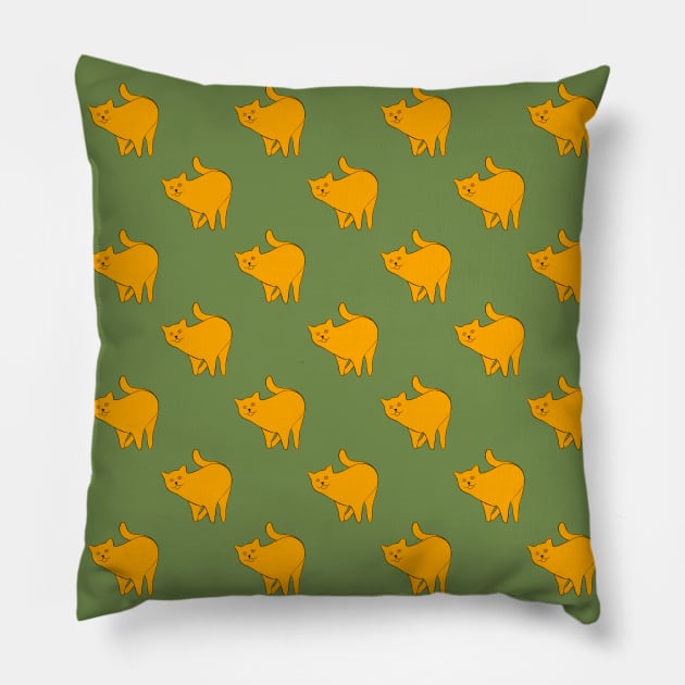 Cute Yellow Cat Pattern Pillow by DrawingEggen