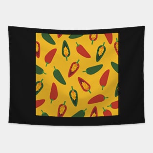 Red and Green Chili Pattern Tapestry