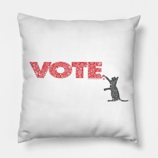 Cat Scratching The Red Vote Circle Design Pillow