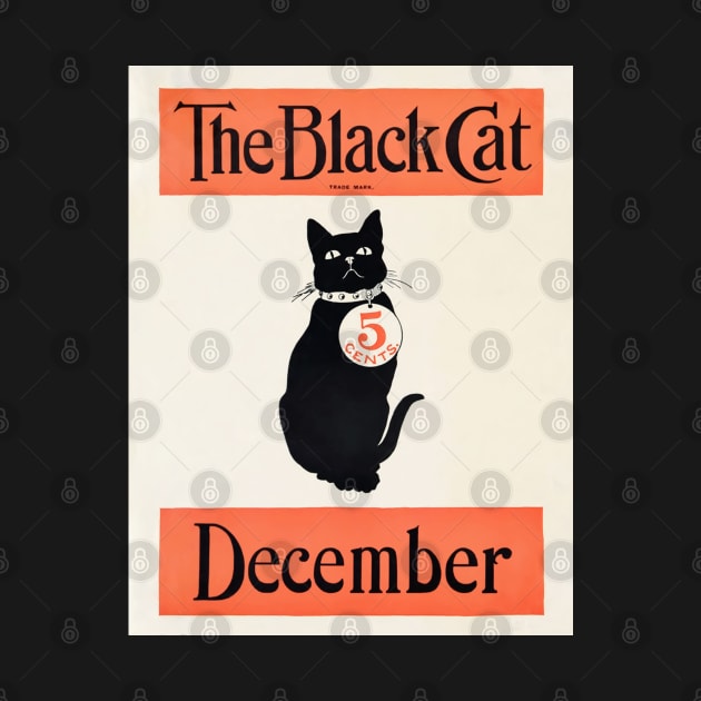 Art deco style The Black Cat poster print with December written on the bottom. by vintageposterco