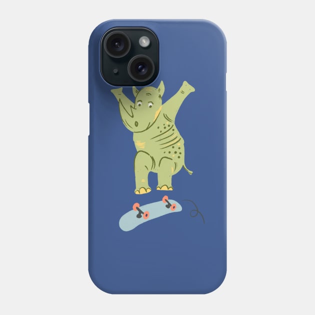 Rhino Skater Phone Case by Das Brooklyn