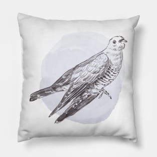 Hand drawn illustration of cuckoo forest bird Pillow