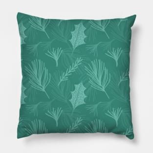 Green Pine Tree Leaf Pattern Pillow