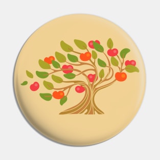 A WINDY DAY IN THE APPLE ORCHARD Ripe Fruit Tree in Bright Warm Autumn Green Red Orange Brown Beige - UnBlink Studio by Jackie Tahara Pin