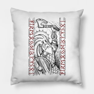 Viking with runes Pillow