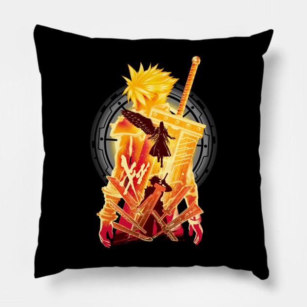 Fantasy Seven Pillow by HyperTwenty