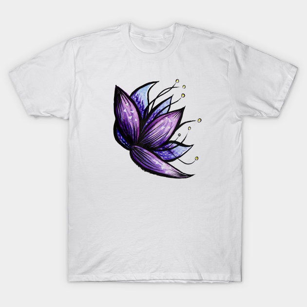 Abstract Flower Doodle Ink Watercolor Drawing - Flower - T-Shirt