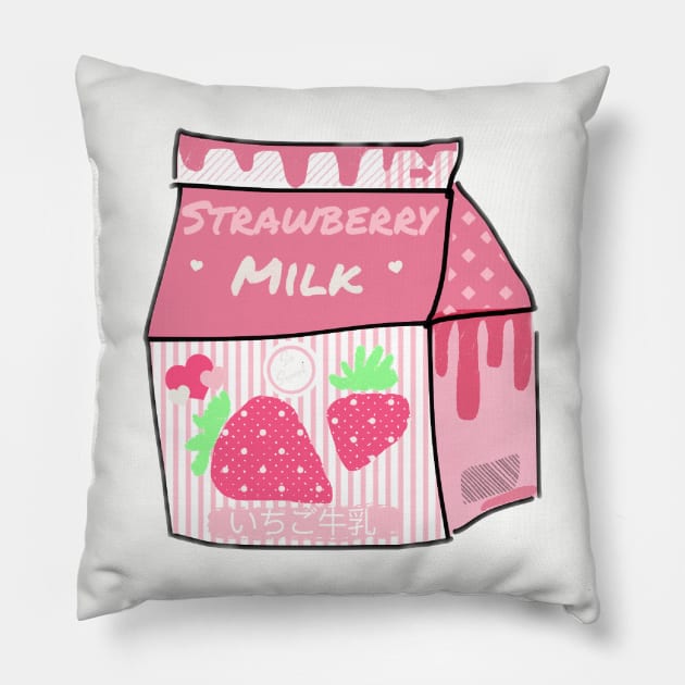 Strawberry Milk Pillow by JustNadia