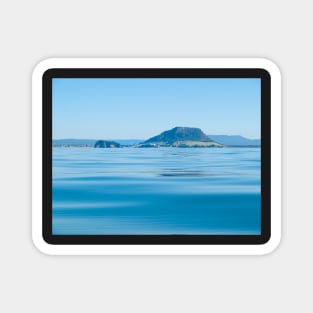 Landmark Mount Maunganui at Tauranga New Zealand and background hills across calm idyllic blue sea Magnet