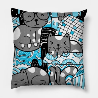 Abstract Grey Cat Pattern Pillow