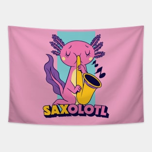 Saxolotl // Funny Axolotl with Saxophone Tapestry