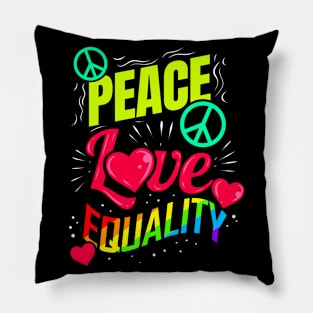 LGBTQ Pride Month Logo Peace Love Equality Pillow