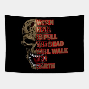 Horror Quote with Dead Skull Tapestry