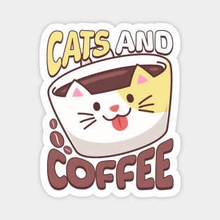 Cats And Coffee! Cute Caffeine Cat Magnet