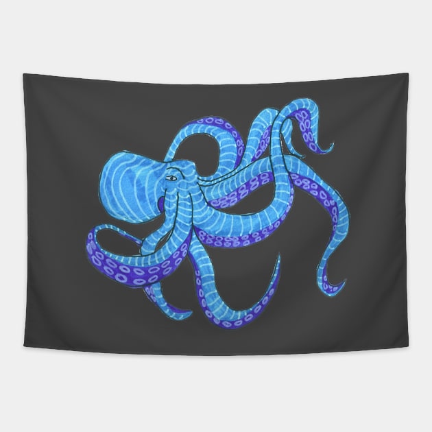 Blue Octopus Tapestry by DoodlesAndStuff