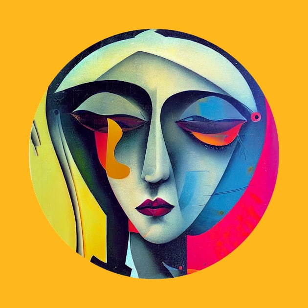 Woman's face in abstract figurative painting art by fachtali