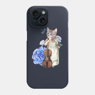 Vintage cat violin Phone Case